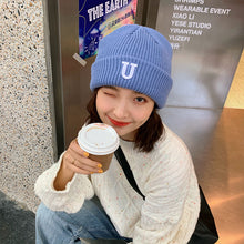 Load image into Gallery viewer, Warm Winter Knit Beanie Hats  Japanese Style All-Matching Thickened Letters Show Face Small Woolen Cap Children Unisex
