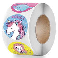 Load image into Gallery viewer, 3x500pcs Xmas Christmas Stickers Roll Label 8 Kinds of Unicorn Thank You Sealing Gift Decoration Thank You
