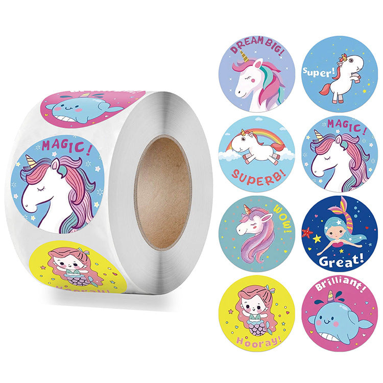 3x500pcs Xmas Christmas Stickers Roll Label 8 Kinds of Unicorn Thank You Sealing Gift Decoration Thank You