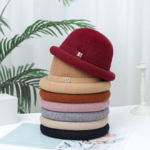 Load image into Gallery viewer, Warm Winter Knit Beanie Hats Middle-Aged and Elderly Girl's Cap Fleece-Lined Aunt Mother-in-Law Bucket Hat Autumn and Winter Travel Unisex
