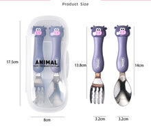 Lade das Bild in den Galerie-Viewer, 304 Stainless Steel Flatware Sets Portable Children&#39;s Tableware Cartoon Animal Spork 2pcs Suit
