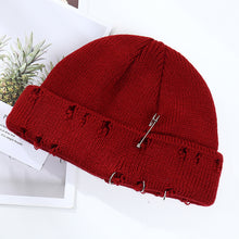 Load image into Gallery viewer, Warm Winter Knit Beanie Hats Korean Fashion Ring Pin Hip Hop Wool Men and Women Unisex
