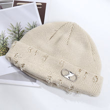 Load image into Gallery viewer, Warm Winter Knit Beanie Hats Korean Fashion Ring Pin Hip Hop Wool Men and Women Unisex

