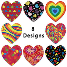 Load image into Gallery viewer, 3x500pcs Xmas Christmas Stickers Roll Label 8 Kinds of Colored Loving Heart Pattern Valentine&#39;s Day Gift Self- Pattern
