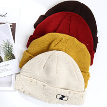 Load image into Gallery viewer, Warm Winter Knit Beanie Hats Korean Fashion Ring Pin Hip Hop Wool Men and Women Unisex
