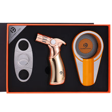 Load image into Gallery viewer, Ashtray Torch Lighter Metal Ceramic  Stainless Steel Cigar Cutter Ashtray
