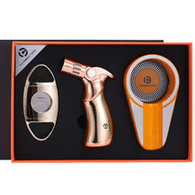 Load image into Gallery viewer, Ashtray Torch Lighter Metal Ceramic  Stainless Steel Cigar Cutter Ashtray
