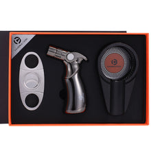 Load image into Gallery viewer, Ashtray Torch Lighter Metal Ceramic  Stainless Steel Cigar Cutter Ashtray
