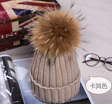 Lade das Bild in den Galerie-Viewer, Warm Winter Knit Beanie Hats 2021  Autumn and Winter Solid Color Curling Korean Style Raccoon Wool Unisex
