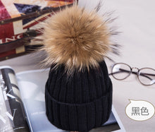 Lade das Bild in den Galerie-Viewer, Warm Winter Knit Beanie Hats 2021  Autumn and Winter Solid Color Curling Korean Style Raccoon Wool Unisex
