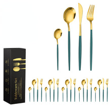 Lade das Bild in den Galerie-Viewer, 304 Stainless Steel Flatware Sets Knife, Fork and Spoon 4-Piece Set Multi-Color Optional 24-Piece Set

