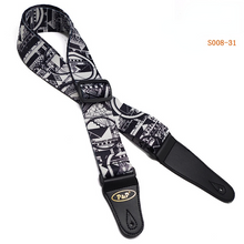 Load image into Gallery viewer, Printed Super Thick Super Soft Black and White Thermal Transfer Folk Electric Guitar Strap
