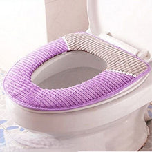 Load image into Gallery viewer, 3pcs Toilet Seat Cover Pads Corduroy   Autumn and Winter Warm Pu Waterproof Plush Thicker Velcro

