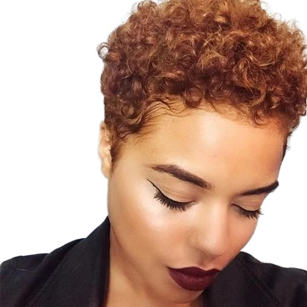 Women Wig Fashion Short Curly Hair with Bangs Solid Color W179