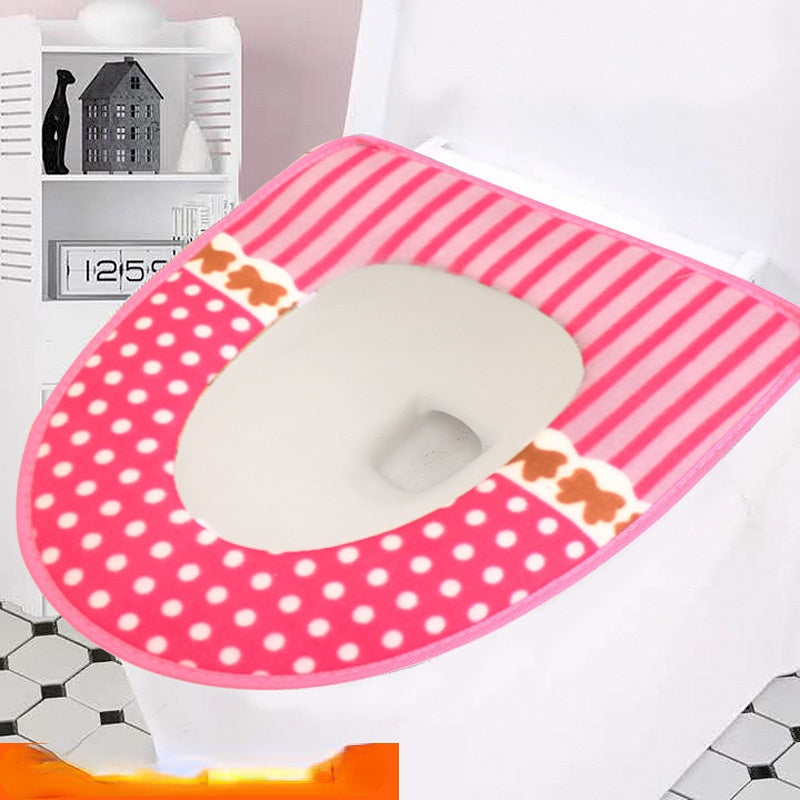 3pcs Toilet Seat Cover Pads Coral Fleece Universal Velcro Thicker    Mink Suede