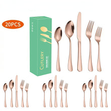 Lade das Bild in den Galerie-Viewer, 304 Stainless Steel Flatware Sets 20pcs Western Food/Steak Knife, Fork and Spoon Tableware Set
