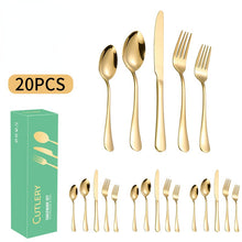 Lade das Bild in den Galerie-Viewer, 304 Stainless Steel Flatware Sets 20pcs Western Food/Steak Knife, Fork and Spoon Tableware Set
