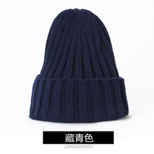 Lade das Bild in den Galerie-Viewer, Warm Winter Knit Beanie Hats  Thickened Cap Korean Style Fluorescent Wool Solid Color Pullover Unisex
