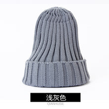 Lade das Bild in den Galerie-Viewer, Warm Winter Knit Beanie Hats  Thickened Cap Korean Style Fluorescent Wool Solid Color Pullover Unisex
