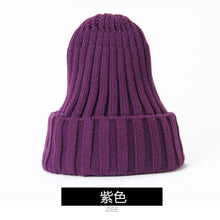 Lade das Bild in den Galerie-Viewer, Warm Winter Knit Beanie Hats  Thickened Cap Korean Style Fluorescent Wool Solid Color Pullover Unisex
