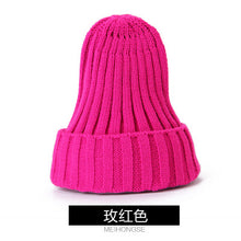 Lade das Bild in den Galerie-Viewer, Warm Winter Knit Beanie Hats  Thickened Cap Korean Style Fluorescent Wool Solid Color Pullover Unisex
