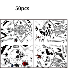 Lade das Bild in den Galerie-Viewer, 2PCs Halloween Party Static Double-Sided Glass Window Pumpkin Skull Wall Sticker
