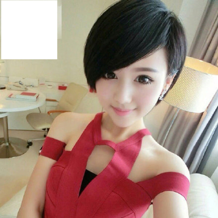 Women Wig Short Hair Korean Side Bangs Fluffy Full Top W433
