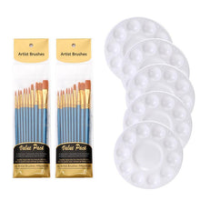 Lade das Bild in den Galerie-Viewer, 20pcs Brush Sets Including 2 Palette Nylon Hair Brush Sets Oil Painting Brush
