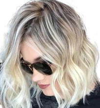 Load image into Gallery viewer, Women Wig Short Curly Hair Partial Gradient Color Micro Roll Head Cover W126
