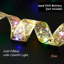 Load image into Gallery viewer, 2m/5m LED Light Christmas Ribbon Bows with LED Christmas Tree Ornaments New Year Home Decor
