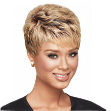Load image into Gallery viewer, Women Wig Middle-Aged and Elderly Short Curly Hair Brown Gold Gradient Color Headgear W292
