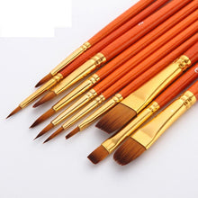 Load image into Gallery viewer, 10pcs  Nylon Hair Brush Watercolor   Mahogany Stick Paint Brush
