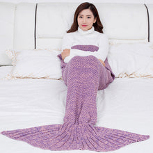 Lade das Bild in den Galerie-Viewer, Wool Blanket Mermaid Blanket Knitted Blanket Mermaid Tail Blanket Sofa Cover
