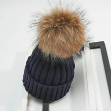 Load image into Gallery viewer, Warm Winter Knit Beanie Hats Fur Ball Hat Male and Women Students Cute Fur Thickened All-Matching Unisex
