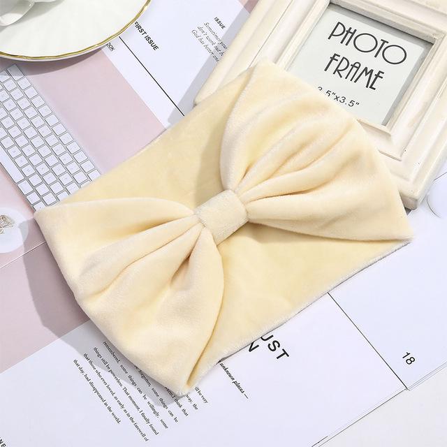 2pcs Fashion Female Knots Bow Hair Band Shiny Solid Color Velvet Headband Press Hair Headdress