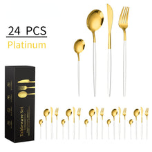 Lade das Bild in den Galerie-Viewer, 304 Stainless Steel Flatware Sets Knife, Fork and Spoon 4-Piece Set Multi-Color Optional 24-Piece Set
