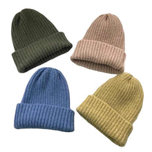 Lade das Bild in den Galerie-Viewer, Warm Winter Knit Beanie Hats Solid Color Light Board Woolen Cap Autumn and Winter Women Korean Style Curl Unisex
