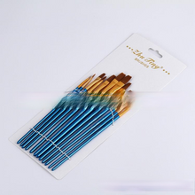 Load image into Gallery viewer, 12 Nylon Hair Flat Head Blue Rod Oil Painting Writing Brush for Art
