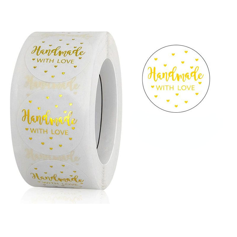 2x500pcs Christmas Xmas White Background Gilding Hand Made Thank You Envelope Gift Packaging Decorative Stickers tape