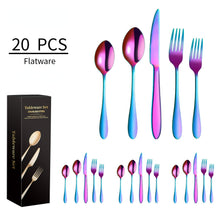 Lade das Bild in den Galerie-Viewer, 304 Stainless Steel Flatware Sets Steak Knife and Fork Spoon 5 Components 20PCs
