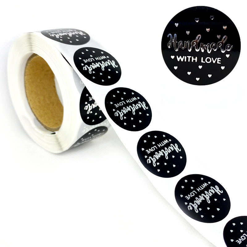 2x500pcs Christmas Xmas Hot Silver Hand Made with Love Sticker Gift Sealing Adhesive Label tape
