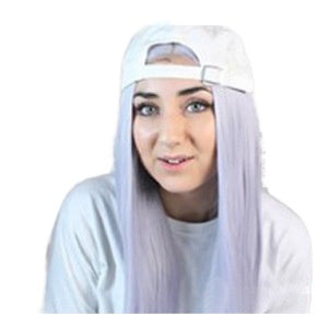 Women Wig Medium Straight Hair Light Purple Hair Cover W248