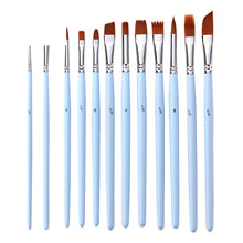 Lade das Bild in den Galerie-Viewer, 12 Multi-Shape  Nylon Wool Copper Tube P Set Gouache Brush Pen Light Blue Rod Brush
