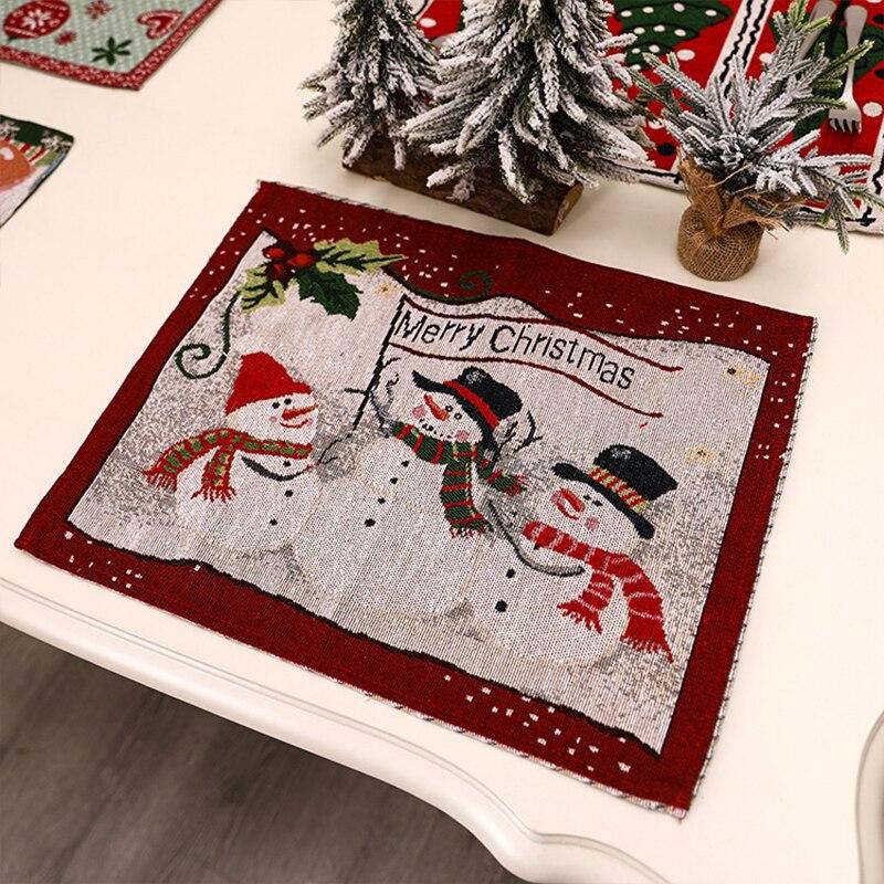 2PCS Christmas Tablecloths Decorations Tableware Pad 42*32cm Table Mat
