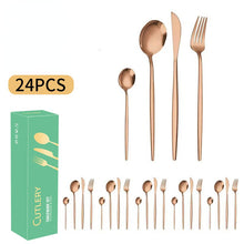 Lade das Bild in den Galerie-Viewer, 304 Stainless Steel Flatware Sets 6 People Western Food/Steak Knife, Fork and Spoon Gift Set
