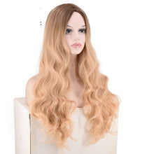 Load image into Gallery viewer, Women Wig Synthetic Wigs Golden Gradient Long Curly Hair W266
