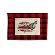 Load image into Gallery viewer, 2pcs Christmas Tablecloths Red Plaid Soft Mat Washable Fabric Table Mats Napkins Simple Design
