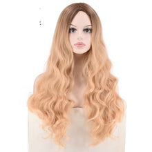Load image into Gallery viewer, Women Wig Synthetic Wigs Golden Gradient Long Curly Hair W266
