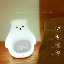 Load image into Gallery viewer, Smart Multi-Function Alarm Clock LED Display Big White Bear Silicone Voice-Activated USB Night Light for Children
