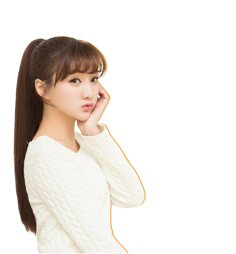 Women Wig Long Straight Hair Clip-on Ponytail Solid Color W396